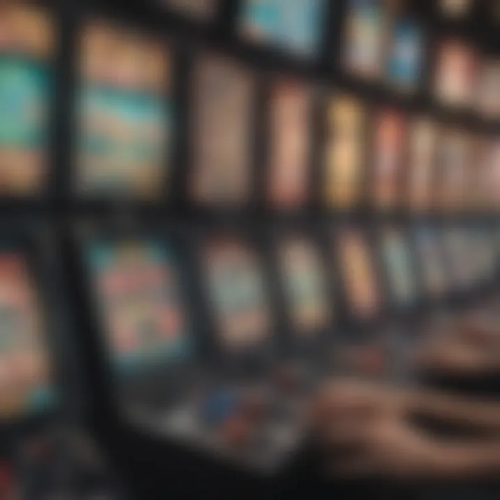 A vibrant display of online gambling platforms on a digital screen