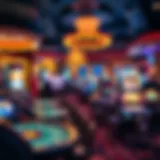 Vibrant casino floor showcasing various gaming tables
