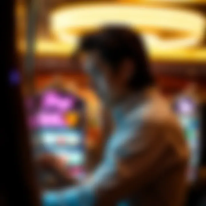 Player engaging with a high-denomination slot machine, focused on gameplay