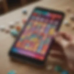 A vibrant bingo card displayed on a mobile device