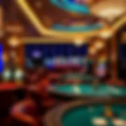 Elegant casino interior showcasing gaming tables