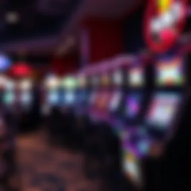 Collection of slot machines lined up in a casino