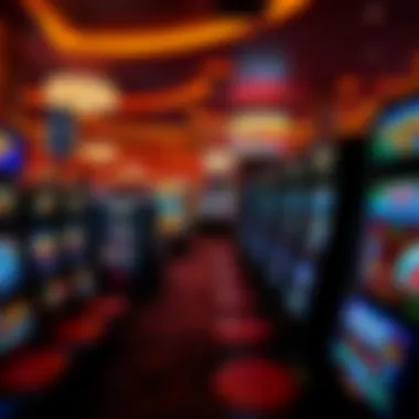 Casino Overview with Slot Machines Overview of a casino showcasing various slot machines