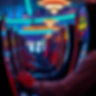 Player engaging with a slot machine