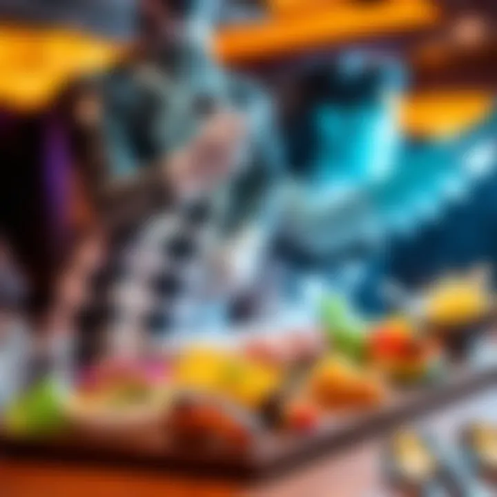 Vibrant food presentation showcasing diverse international cuisines