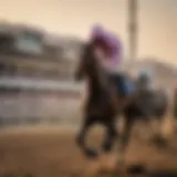 A majestic thoroughbred racing at the Dubai World Cup