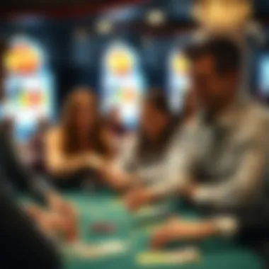 Engaging in Blackjack A group enjoying a game of blackjack at a casino