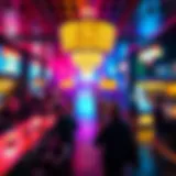 A vibrant club scene with colorful lights and energetic dance floor