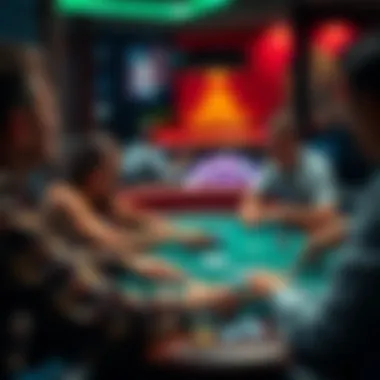 A lively depiction of players enjoying a casual online poker game.