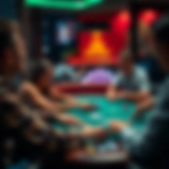 A lively depiction of players enjoying a casual online poker game.