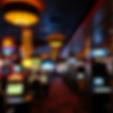 Interior of a vibrant casino showcasing gaming tables and excitement