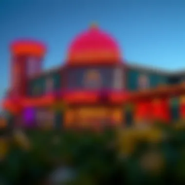 Vibrant Casino Exterior Exterior view of a popular casino near Connecticut showcasing its vibrant lights and architecture