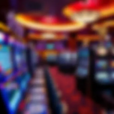 Lively Casino Atmosphere Interior gaming floor filled with slot machines and tables, illustrating the lively atmosphere of casinos