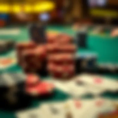 Strategic Gaming Options Close-up of poker chips and cards laid out on a casino table, symbolizing strategic gaming options