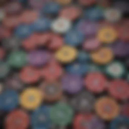 A vibrant display of various colored poker chips arranged artistically.