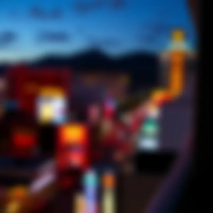 View of downtown Las Vegas nightlife from hotel balcony