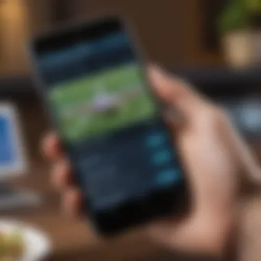 Close-up of a smartphone displaying FanDuel app features