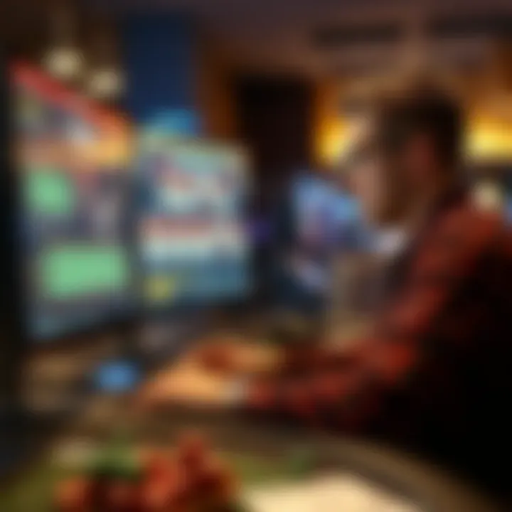 Strategic Game Analysis Player analyzing strategies on a computer screen