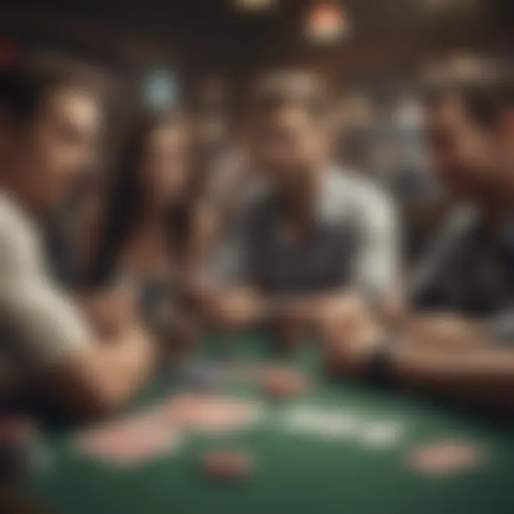 Illustration of a lively poker community with avatars representing players engaging online.