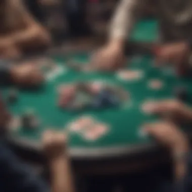 Engaging in Online Poker A vibrant depiction of an online poker game in progress, showcasing colorful cards and chips.