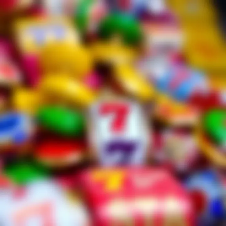 Colorful representation of slot game icons and symbols