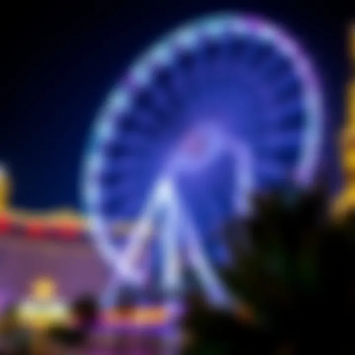 Night View of the High Roller Wheel Night view of the High Roller Wheel illuminated in vibrant colors