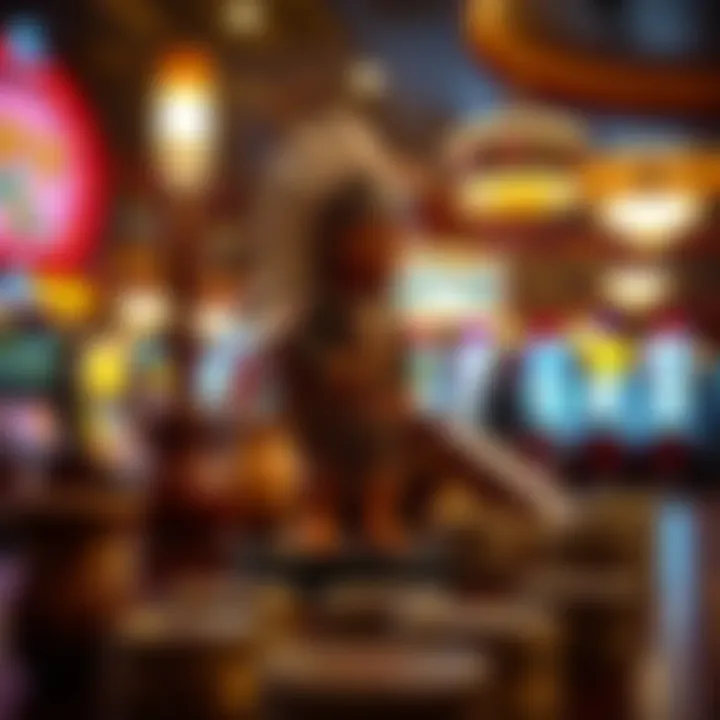 Close-up of traditional Native American artifacts in a casino environment