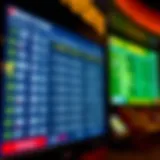 Baseball betting odds displayed on a digital screen