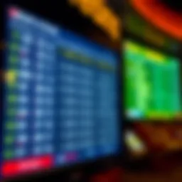 Baseball betting odds displayed on a digital screen