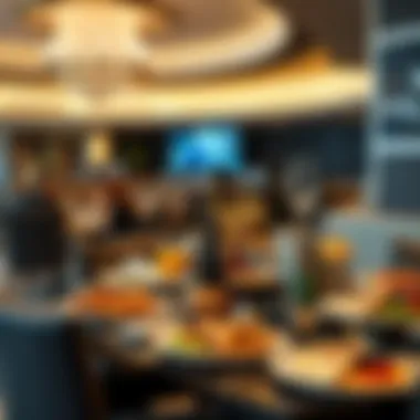 Dining area showcasing a gourmet breakfast spread