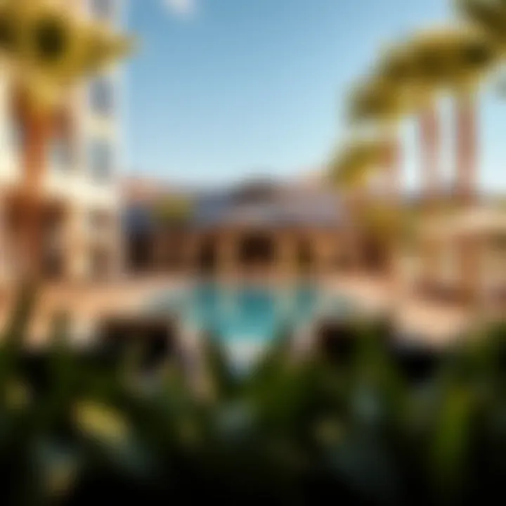 Outdoor swimming pool with lounge area