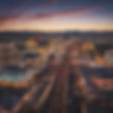 Las Vegas Skyline with Digital Gambling An overview of Las Vegas skyline with digital gambling elements