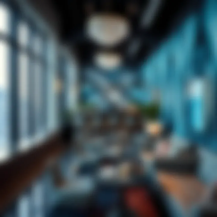 Interior design showcasing modern amenities and artistic decor