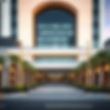 Stylish facade of a new luxury hotel in Downtown Las Vegas