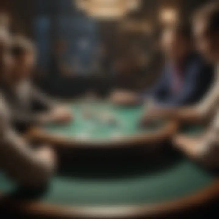 Group of poker players strategizing around a table