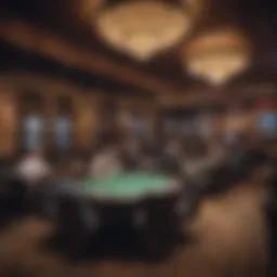 A vibrant poker room filled with players at tables