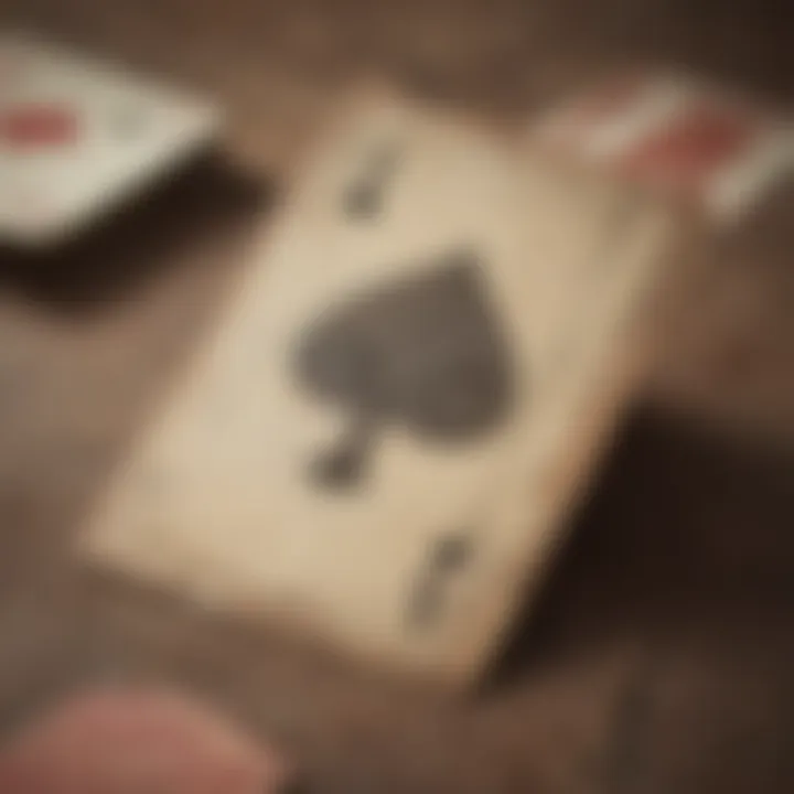 A close-up of faded spade cards with aesthetic appeal in a gaming setting