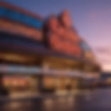 A stunning view of a vibrant casino exterior at dusk