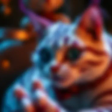 Artistic representation of the Cheshire Cat's themes and psychological elements