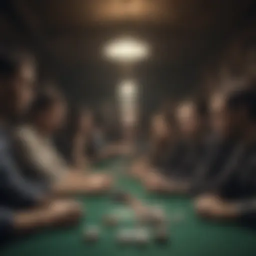 A dimly lit underground poker room filled with intensity and focus.