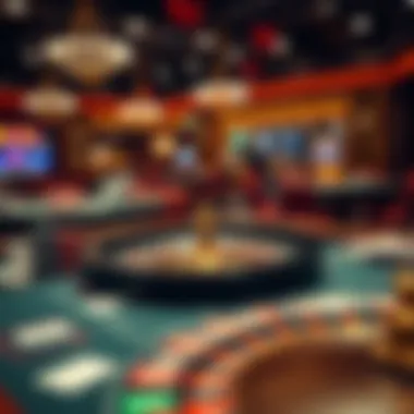 A visual representation of various popular casino games like poker and roulette