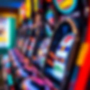 Close-up of colorful slot machine reels in motion