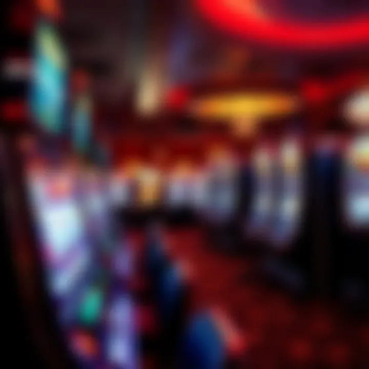 A vibrant casino setting showcasing slot machines with silver strike elements