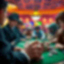 A vibrant illustration showcasing anime characters engaged in an intense poker game
