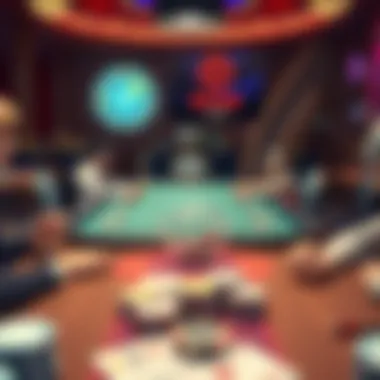 A creative depiction of a poker table surrounded by anime-inspired elements