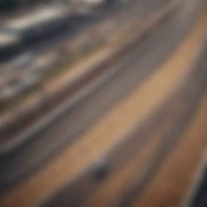 An aerial view of a bustling racetrack