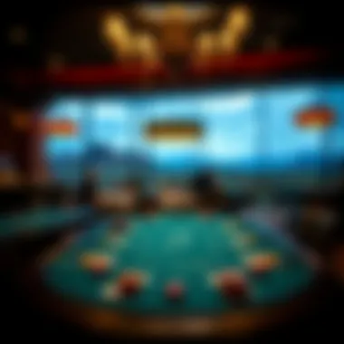 Scenic Poker Table Setup A scenic view of a poker table set for a game