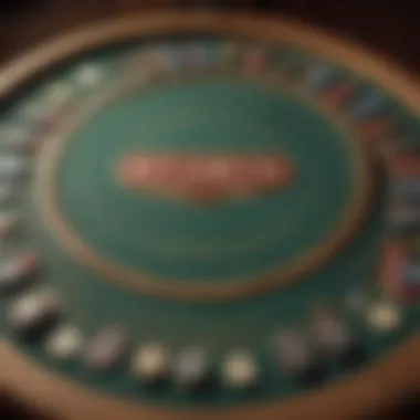 Historical Poker Table Setup An antique poker table set up with classic poker chips and cards, representing the historical significance of the game in Reno.