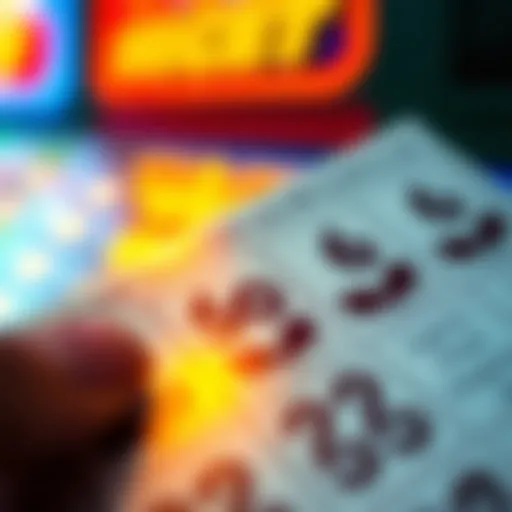 Close-up view of scratch-off ticket revealing hidden symbols