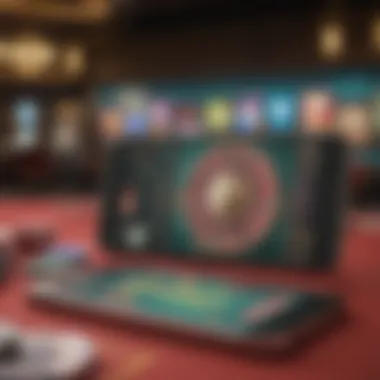 Smartphone Casino Experience An elegant smartphone displaying a casino game interface